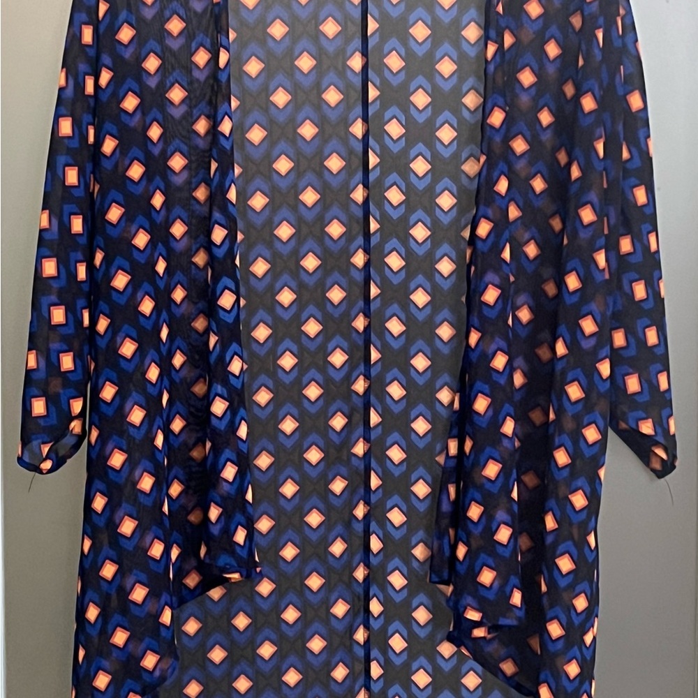 LuLaRoe Womans Blue and Orange Diamond Shirt
